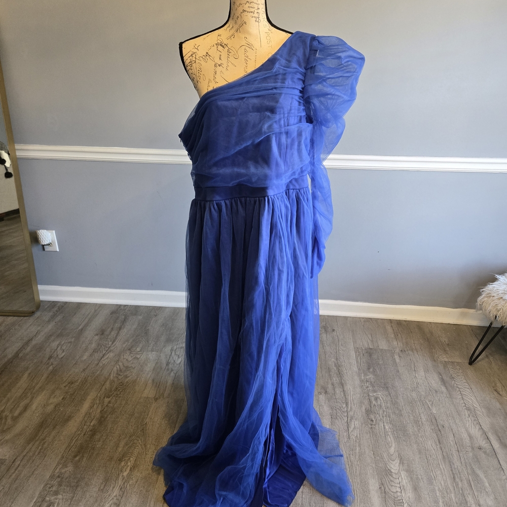 Elegant Blue One-Shoulder Dress